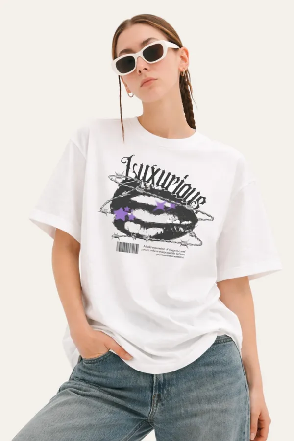 White_Luxurious_Graphic_Print_Oversized_T_Shirt_For_Women