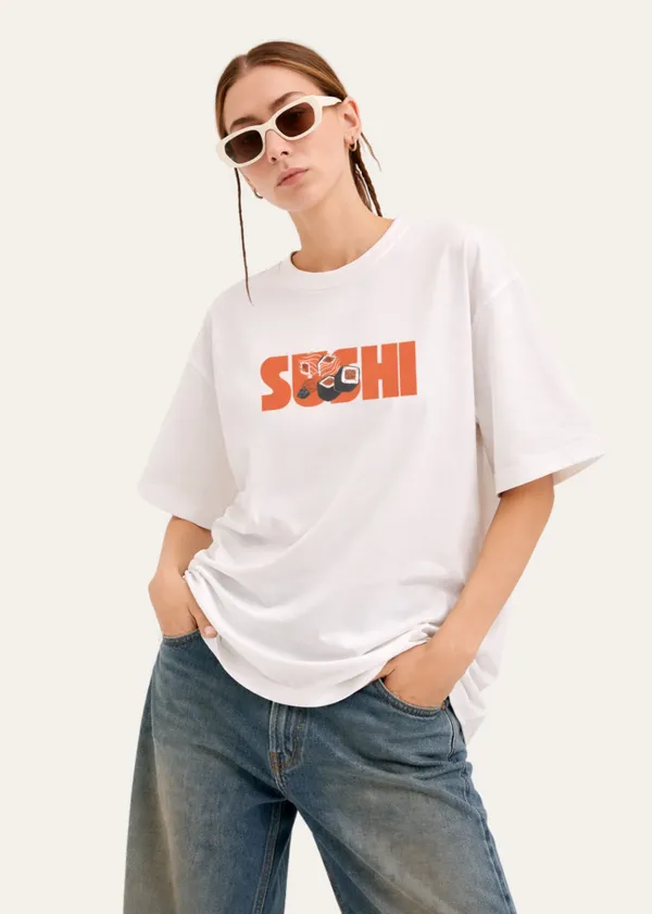 White_Sushi_Graphic_Print_Oversized_T_Shirt_For_Women