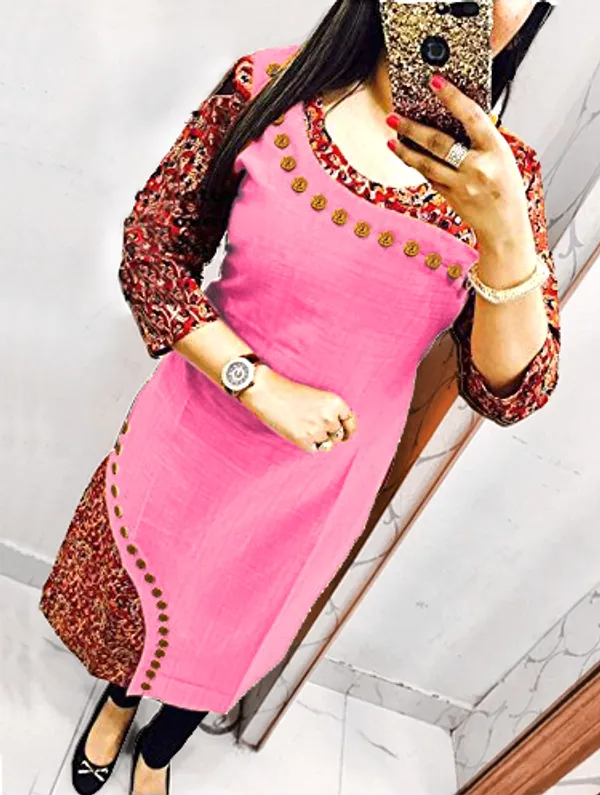 Hf_Holyday_Fashion_Cotton_Silk_Straight_Fancy_Kurta_For_Women
