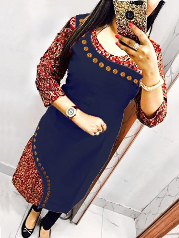 Hf_Holyday_Fashion_Cotton_Silk_Straight_Fancy_Kurta_For_Women