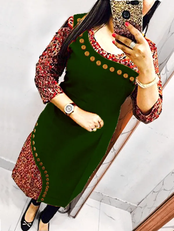 Hf_Holyday_Fashion_Cotton_Silk_Straight_Fancy_Kurta_For_Women