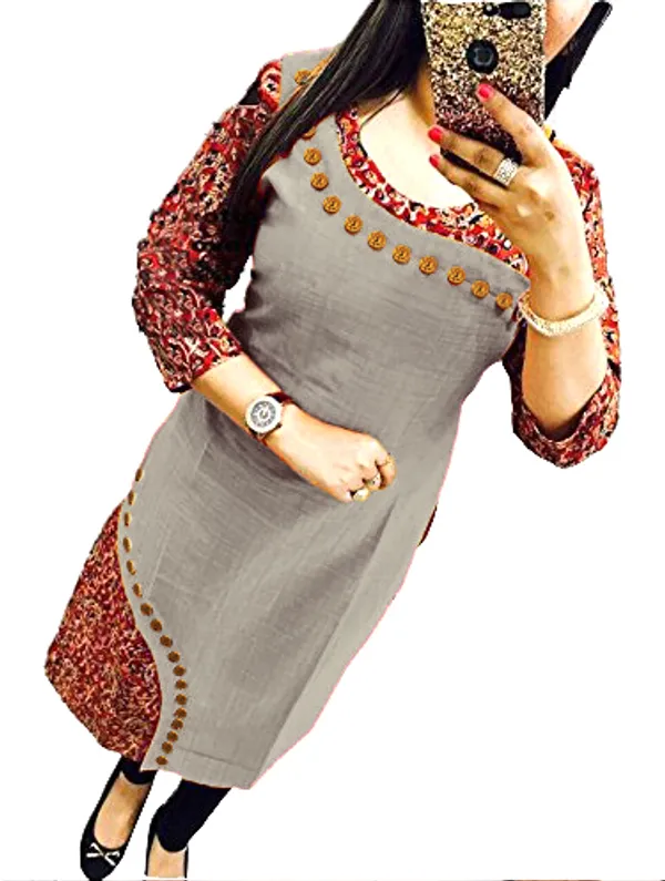 Hf_Holyday_Fashion_Cotton_Silk_Straight_Fancy_Kurta_For_Women