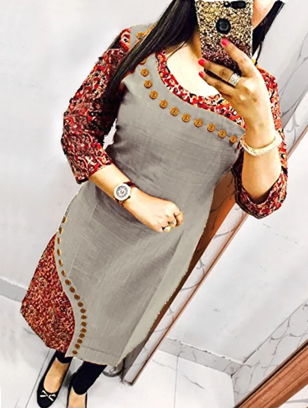 Hf_Holyday_Fashion_Cotton_Silk_Straight_Fancy_Kurta_For_Women