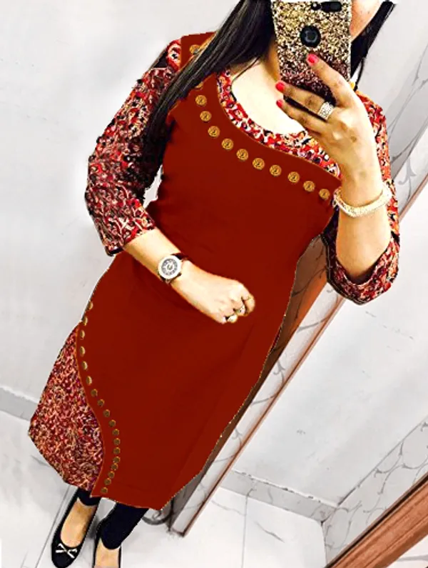 Hf_Holyday_Fashion_Cotton_Silk_Straight_Fancy_Kurta_For_Women