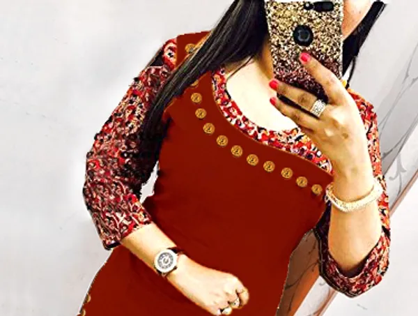 Hf_Holyday_Fashion_Cotton_Silk_Straight_Fancy_Kurta_For_Women