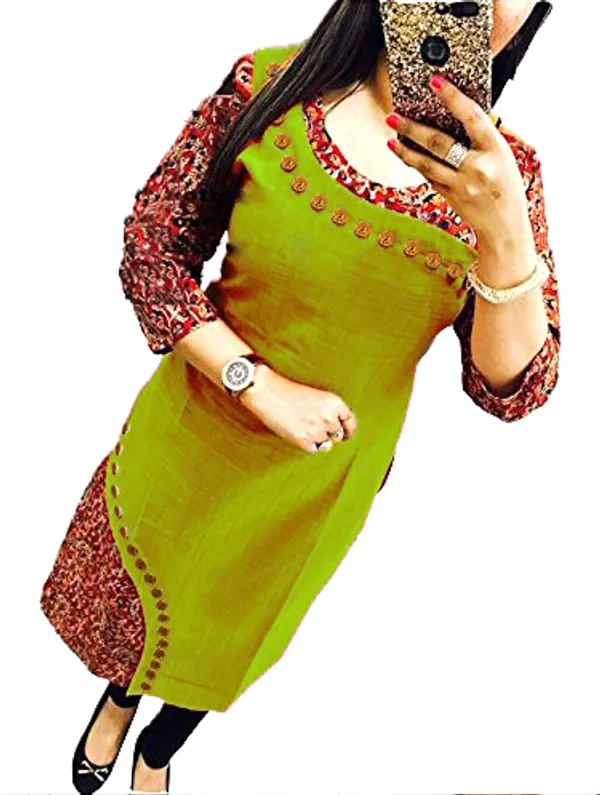 Hf_Holyday_Fashion_Cotton_Silk_Straight_Fancy_Kurta_For_Women