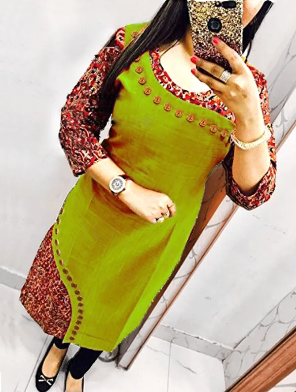 Hf_Holyday_Fashion_Cotton_Silk_Straight_Fancy_Kurta_For_Women