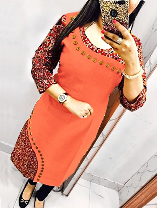 Hf_Holyday_Fashion_Cotton_Silk_Straight_Fancy_Kurta_For_Women