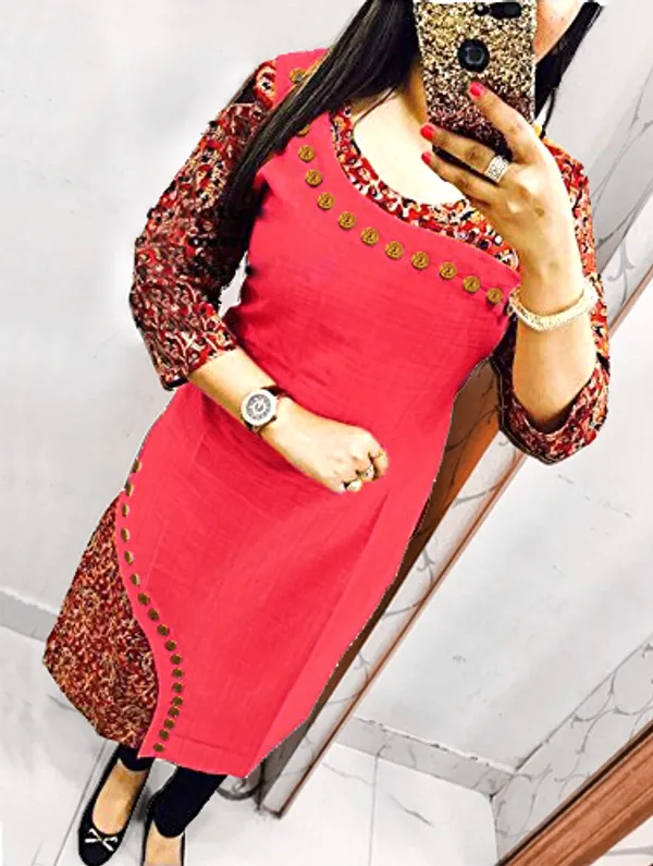 Hf_Holyday_Fashion_Cotton_Silk_Straight_Fancy_Kurta_For_Women