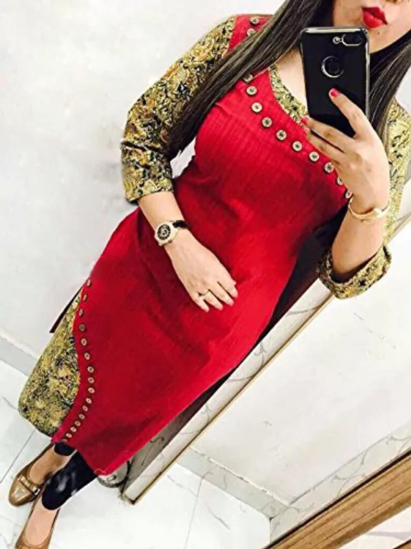 Hf_Holyday_Fashion_Cotton_Silk_Straight_Fancy_Kurta_For_Women