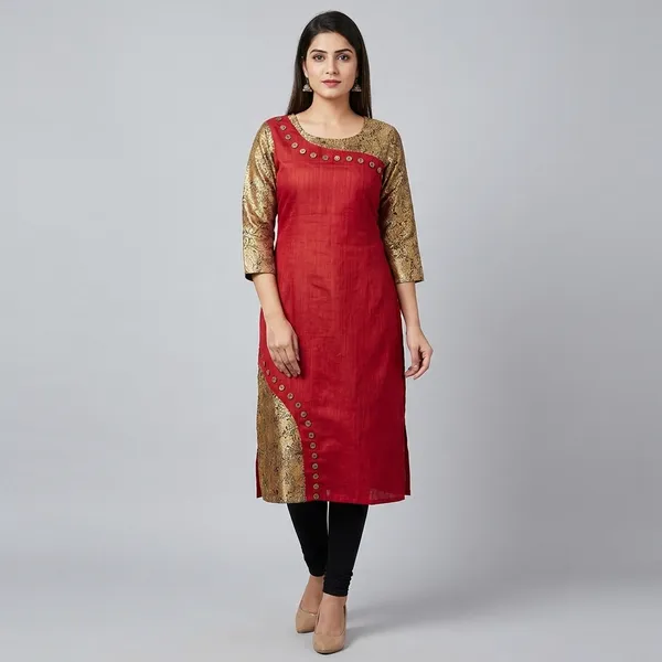 Hf_Holyday_Fashion_Cotton_Silk_Straight_Fancy_Kurta_For_Women