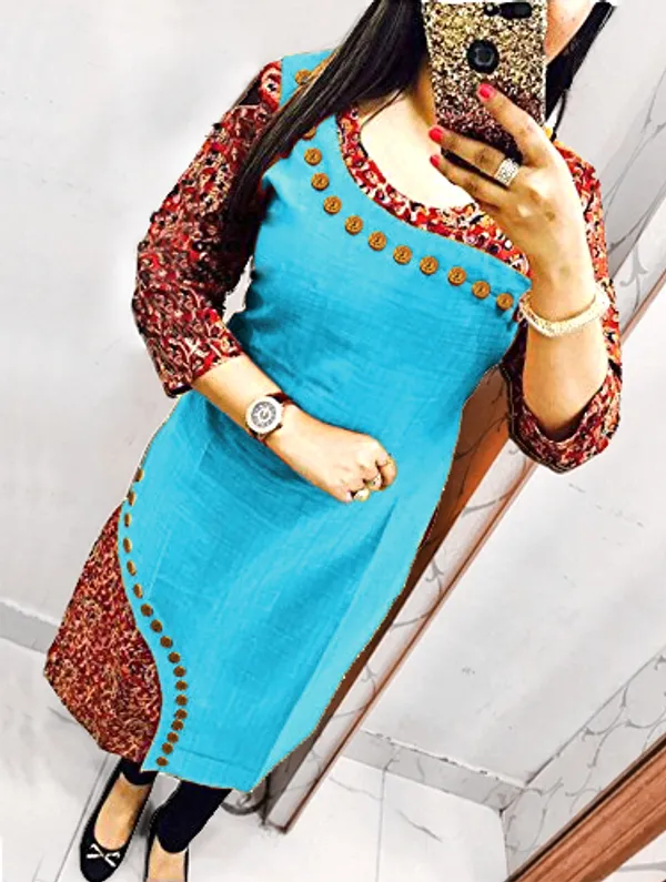 Hf_Holyday_Fashion_Cotton_Silk_Straight_Fancy_Kurta_For_Women