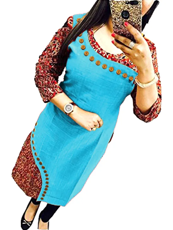 Hf_Holyday_Fashion_Cotton_Silk_Straight_Fancy_Kurta_For_Women
