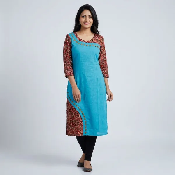 Hf_Holyday_Fashion_Cotton_Silk_Straight_Fancy_Kurta_For_Women