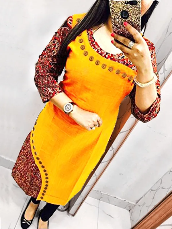 Hf_Holyday_Fashion_Cotton_Silk_Straight_Fancy_Kurta_For_Women