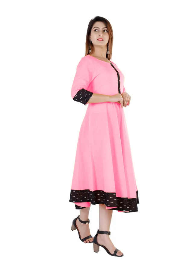 Hf_Holyday_Fashion_Cotton_Silk_Plain_Umbrella_Anarkali_Kurta_For_Women_With_Printed_Border