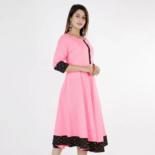 Hf_Holyday_Fashion_Cotton_Silk_Plain_Umbrella_Anarkali_Kurta_For_Women_With_Printed_Border
