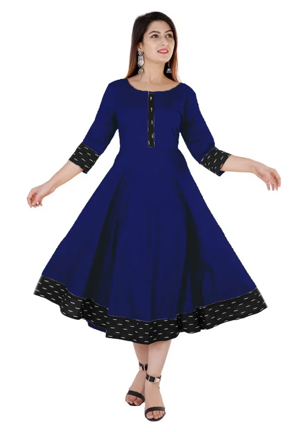 Hf_Holyday_Fashion_Cotton_Silk_Plain_Umbrella_Anarkali_Kurta_For_Women_With_Printed_Border