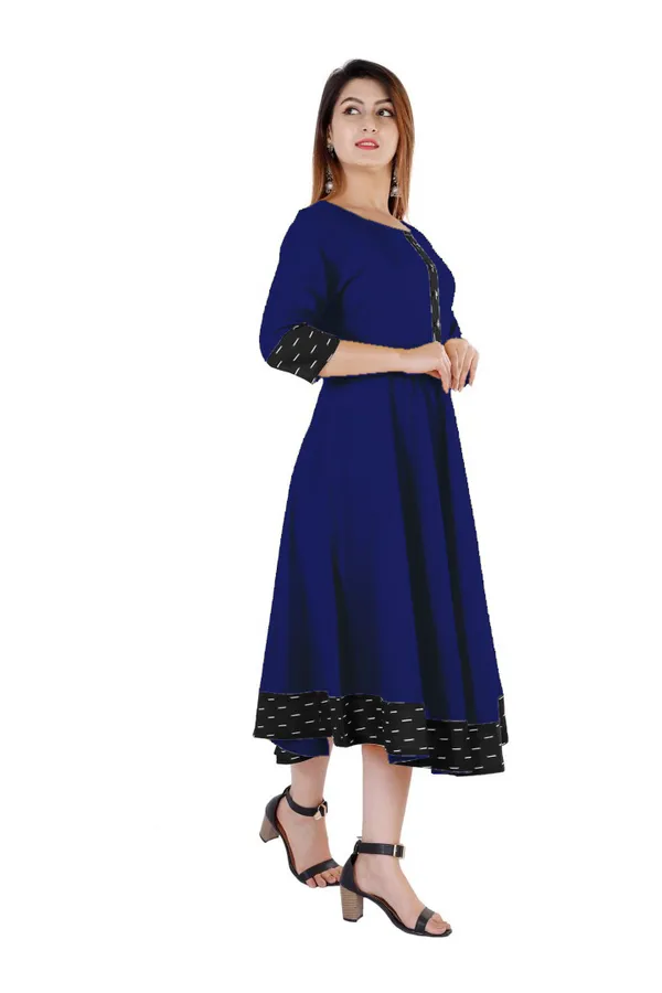 Hf_Holyday_Fashion_Cotton_Silk_Plain_Umbrella_Anarkali_Kurta_For_Women_With_Printed_Border