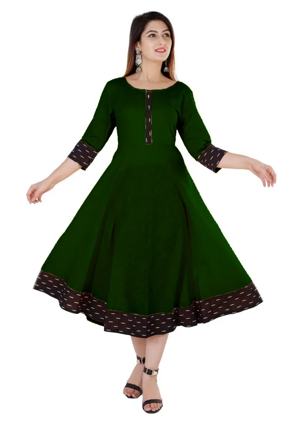 Hf_Holyday_Fashion_Cotton_Silk_Plain_Umbrella_Anarkali_Kurta_For_Women_With_Printed_Border