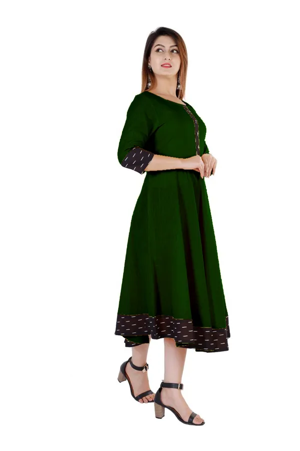 Hf_Holyday_Fashion_Cotton_Silk_Plain_Umbrella_Anarkali_Kurta_For_Women_With_Printed_Border