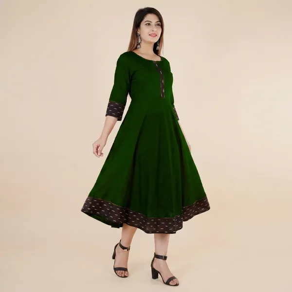 Hf_Holyday_Fashion_Cotton_Silk_Plain_Umbrella_Anarkali_Kurta_For_Women_With_Printed_Border