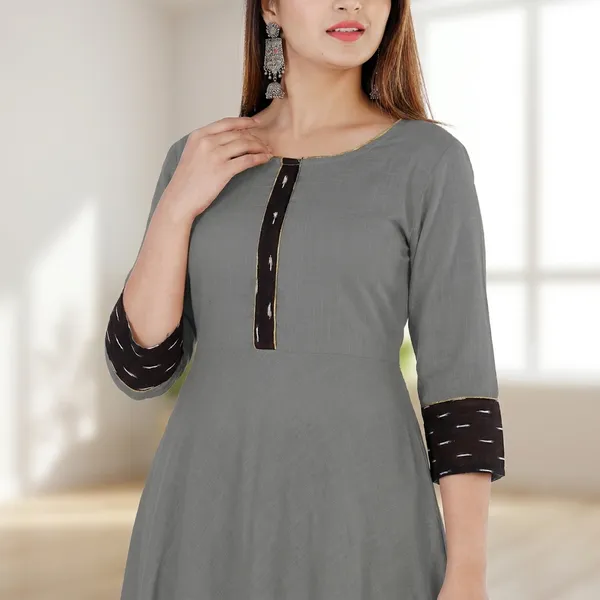 Hf_Holyday_Fashion_Cotton_Silk_Plain_Umbrella_Anarkali_Kurta_For_Women_With_Printed_Border