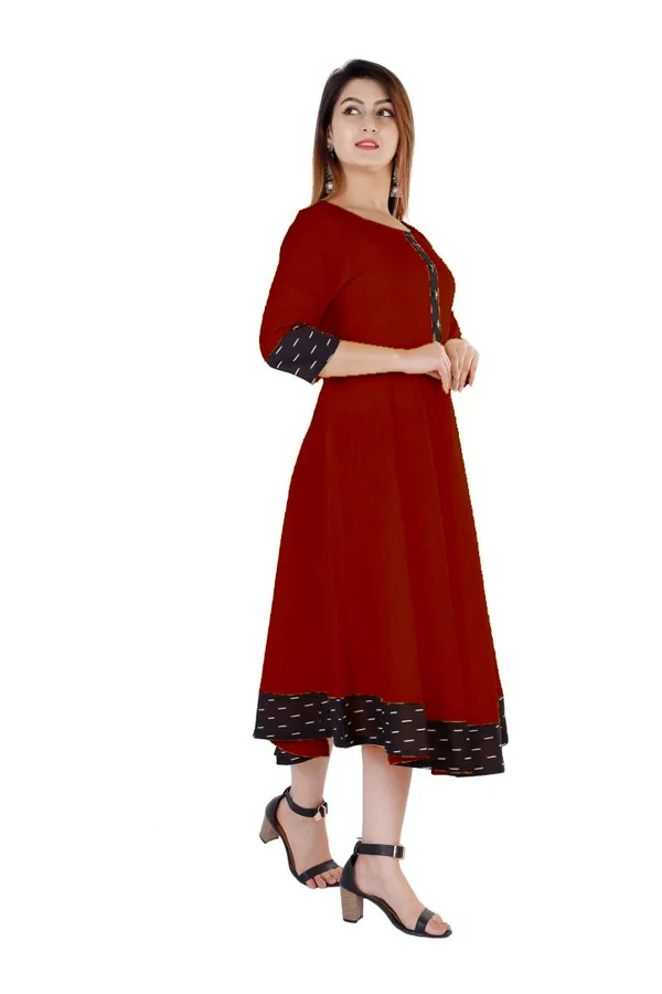 Hf_Holyday_Fashion_Cotton_Silk_Plain_Umbrella_Anarkali_Kurta_For_Women_With_Printed_Border
