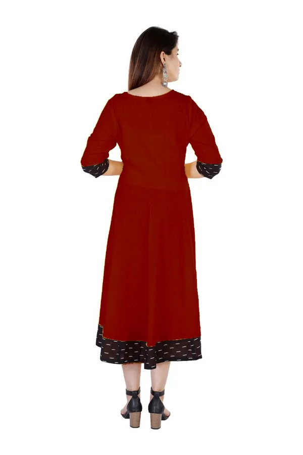 Hf_Holyday_Fashion_Cotton_Silk_Plain_Umbrella_Anarkali_Kurta_For_Women_With_Printed_Border