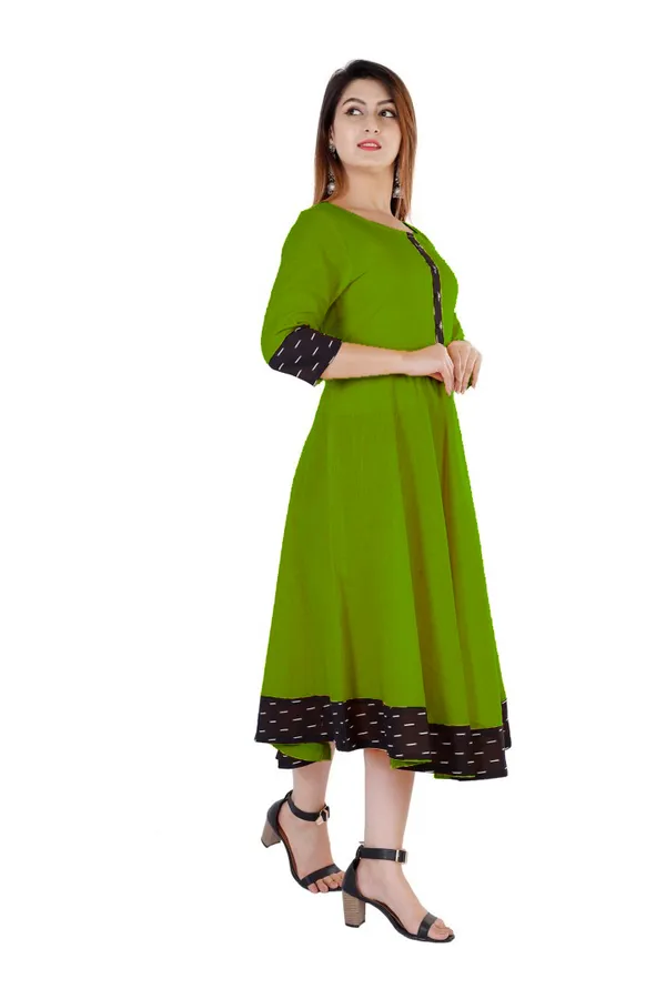 Hf_Holyday_Fashion_Cotton_Silk_Plain_Umbrella_Anarkali_Kurta_For_Women_With_Printed_Border