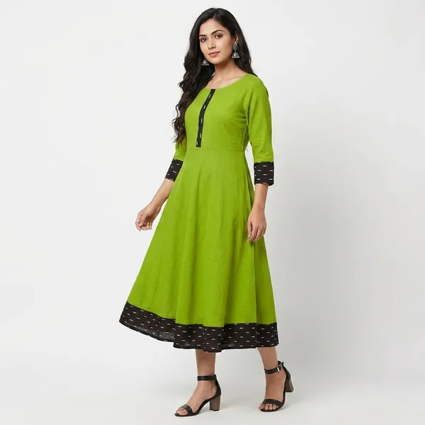 Hf_Holyday_Fashion_Cotton_Silk_Plain_Umbrella_Anarkali_Kurta_For_Women_With_Printed_Border
