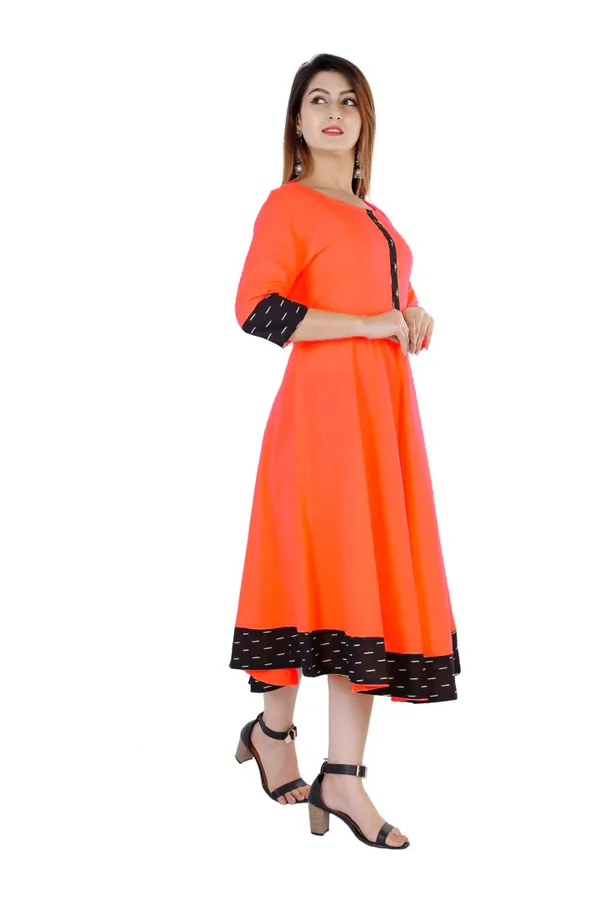 Hf_Holyday_Fashion_Cotton_Silk_Plain_Umbrella_Anarkali_Kurta_For_Women_With_Printed_Border