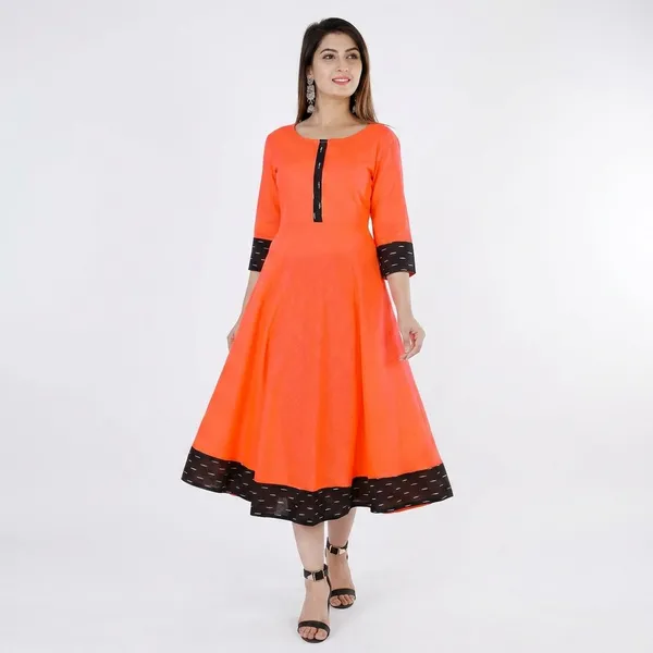 Hf_Holyday_Fashion_Cotton_Silk_Plain_Umbrella_Anarkali_Kurta_For_Women_With_Printed_Border