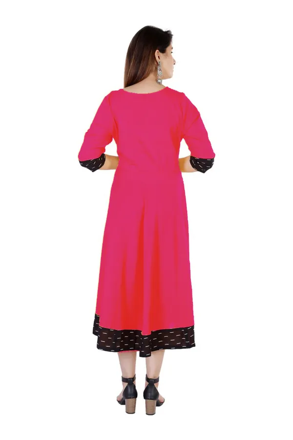Hf_Holyday_Fashion_Cotton_Silk_Plain_Umbrella_Anarkali_Kurta_For_Women_With_Printed_Border