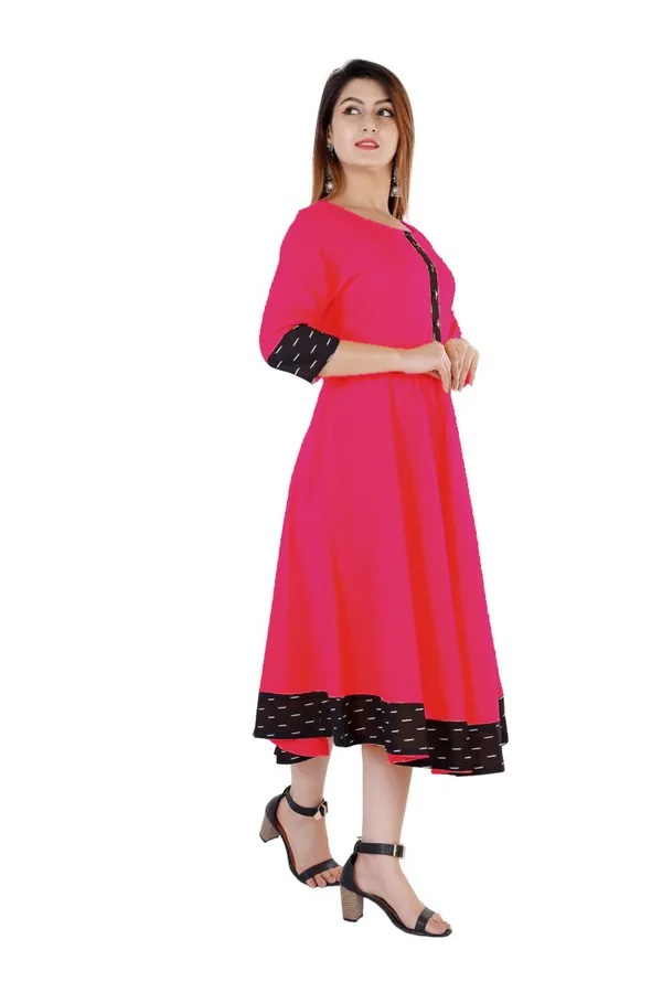 Hf_Holyday_Fashion_Cotton_Silk_Plain_Umbrella_Anarkali_Kurta_For_Women_With_Printed_Border