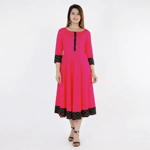 Hf_Holyday_Fashion_Cotton_Silk_Plain_Umbrella_Anarkali_Kurta_For_Women_With_Printed_Border