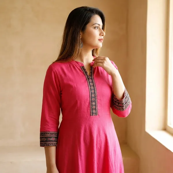 Hf_Holyday_Fashion_Cotton_Silk_Plain_Umbrella_Anarkali_Kurta_For_Women_With_Printed_Border