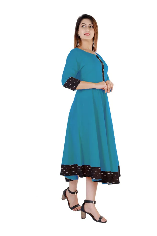 Hf_Holyday_Fashion_Cotton_Silk_Plain_Umbrella_Anarkali_Kurta_For_Women_With_Printed_Border