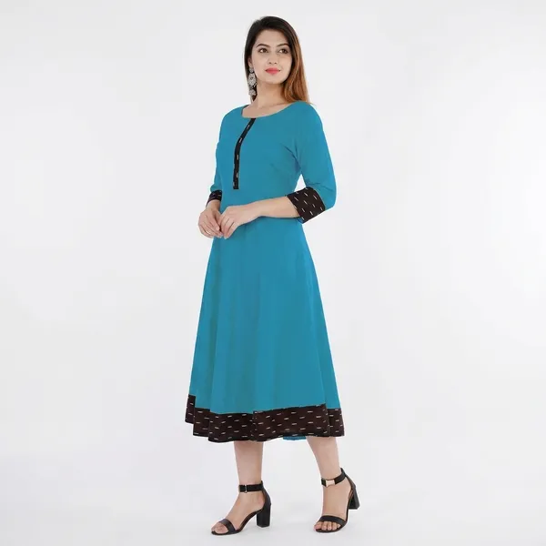 Hf_Holyday_Fashion_Cotton_Silk_Plain_Umbrella_Anarkali_Kurta_For_Women_With_Printed_Border