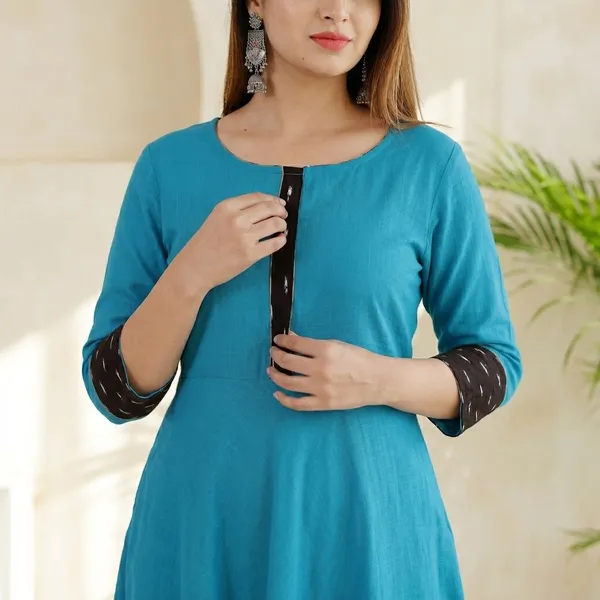 Hf_Holyday_Fashion_Cotton_Silk_Plain_Umbrella_Anarkali_Kurta_For_Women_With_Printed_Border