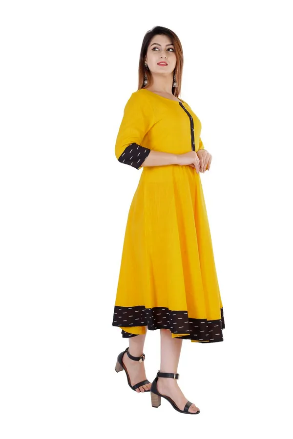 Hf_Holyday_Fashion_Cotton_Silk_Plain_Umbrella_Anarkali_Kurta_For_Women_With_Printed_Border