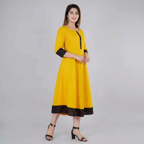 Hf_Holyday_Fashion_Cotton_Silk_Plain_Umbrella_Anarkali_Kurta_For_Women_With_Printed_Border