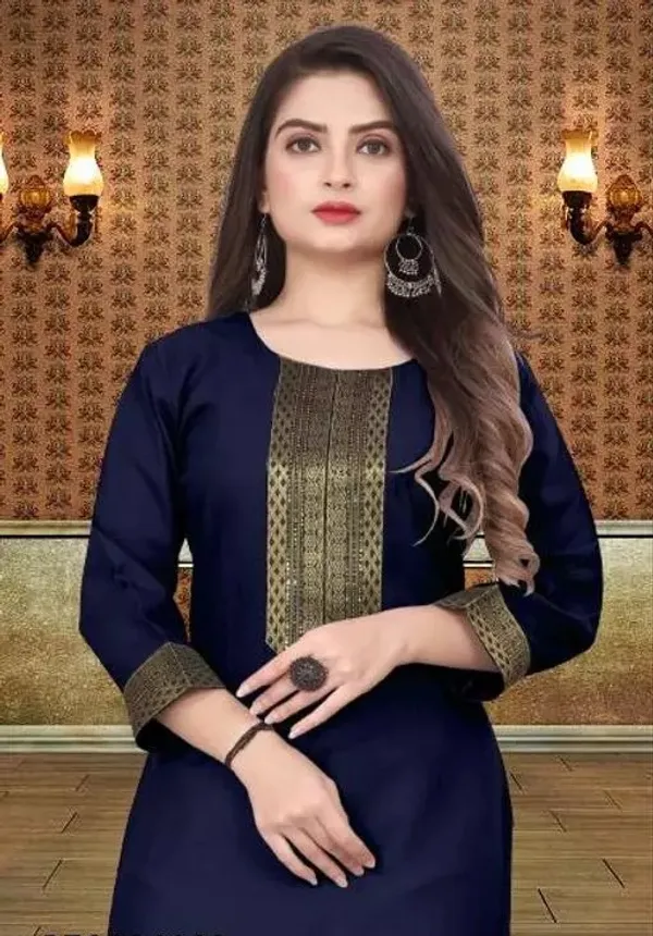 Hf_Holyday_Fashion_Cotton_Silk_Plain_Straight_Kurta_For_Women_With_Golden_Lace_Work