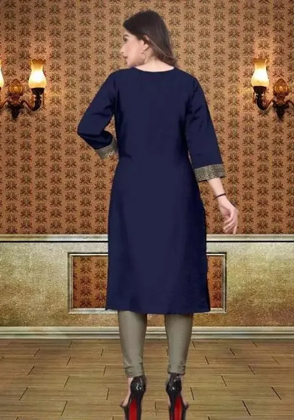 Hf_Holyday_Fashion_Cotton_Silk_Plain_Straight_Kurta_For_Women_With_Golden_Lace_Work