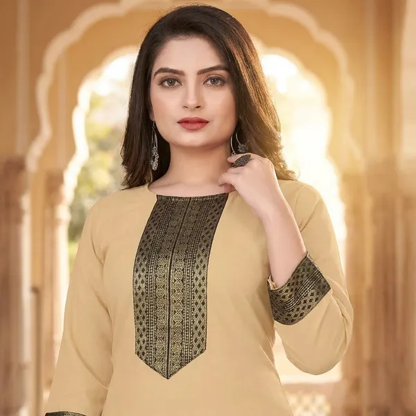 Hf_Holyday_Fashion_Cotton_Silk_Plain_Straight_Kurta_For_Women_With_Golden_Lace_Work