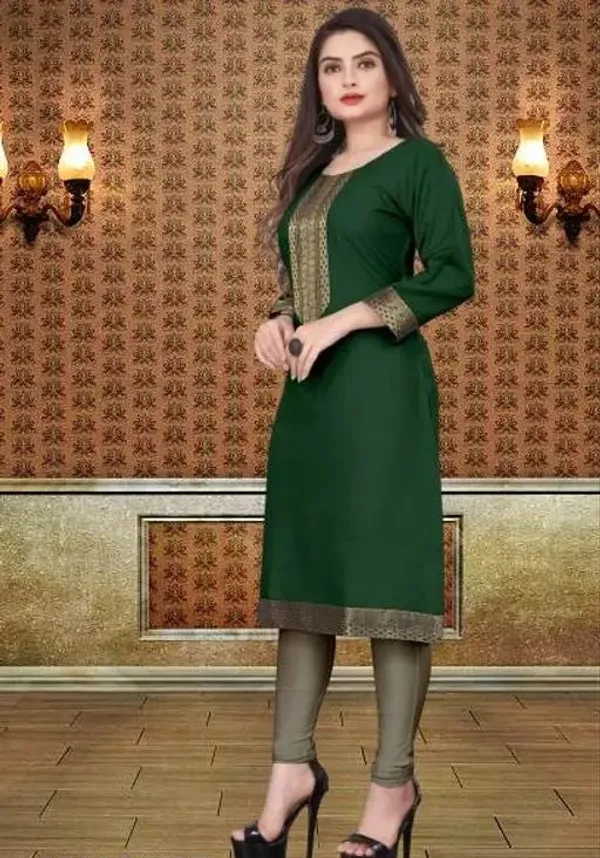 Hf_Holyday_Fashion_Cotton_Silk_Plain_Straight_Kurta_For_Women_With_Golden_Lace_Work