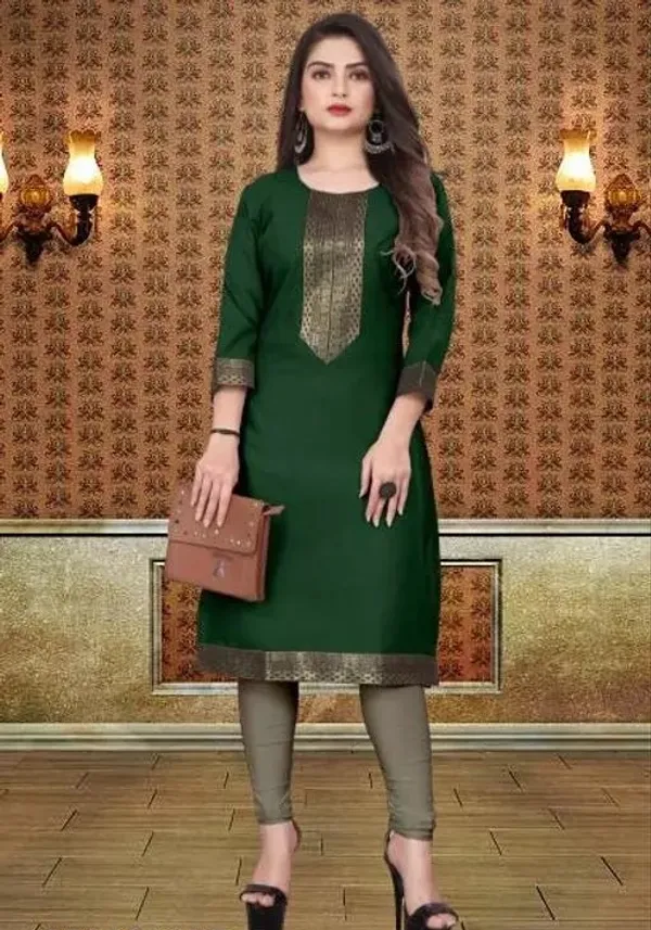 Hf_Holyday_Fashion_Cotton_Silk_Plain_Straight_Kurta_For_Women_With_Golden_Lace_Work