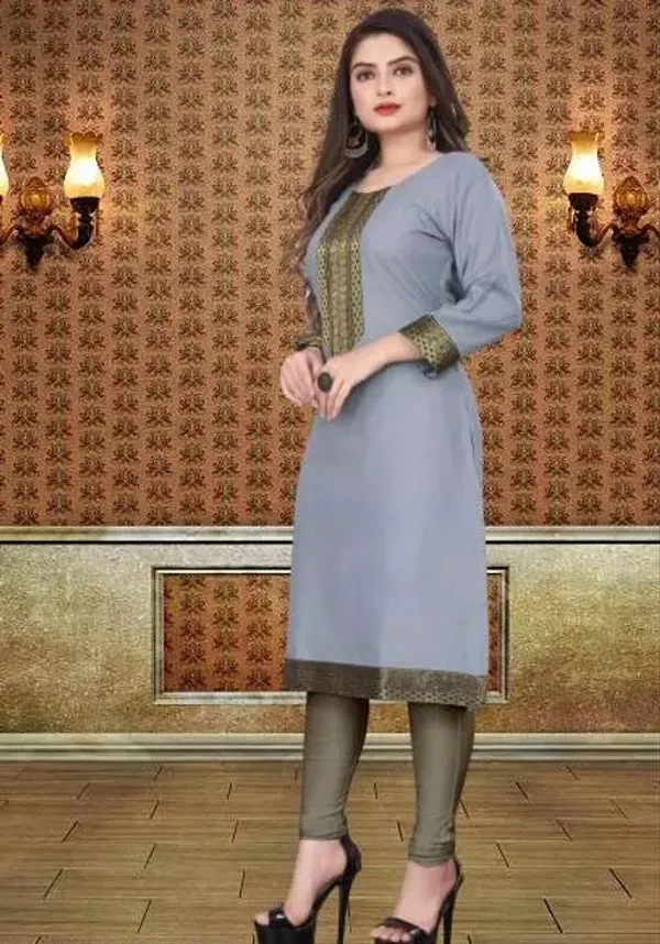 Hf_Holyday_Fashion_Cotton_Silk_Plain_Straight_Kurta_For_Women_With_Golden_Lace_Work