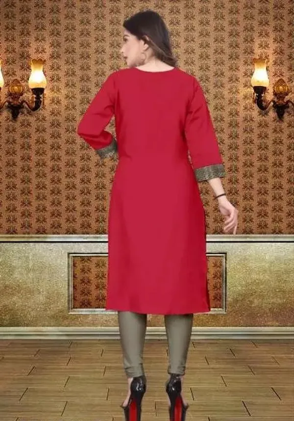 Hf_Holyday_Fashion_Cotton_Silk_Plain_Straight_Kurta_For_Women_With_Golden_Lace_Work
