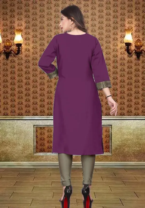 Hf_Holyday_Fashion_Cotton_Silk_Plain_Straight_Kurta_For_Women_With_Golden_Lace_Work